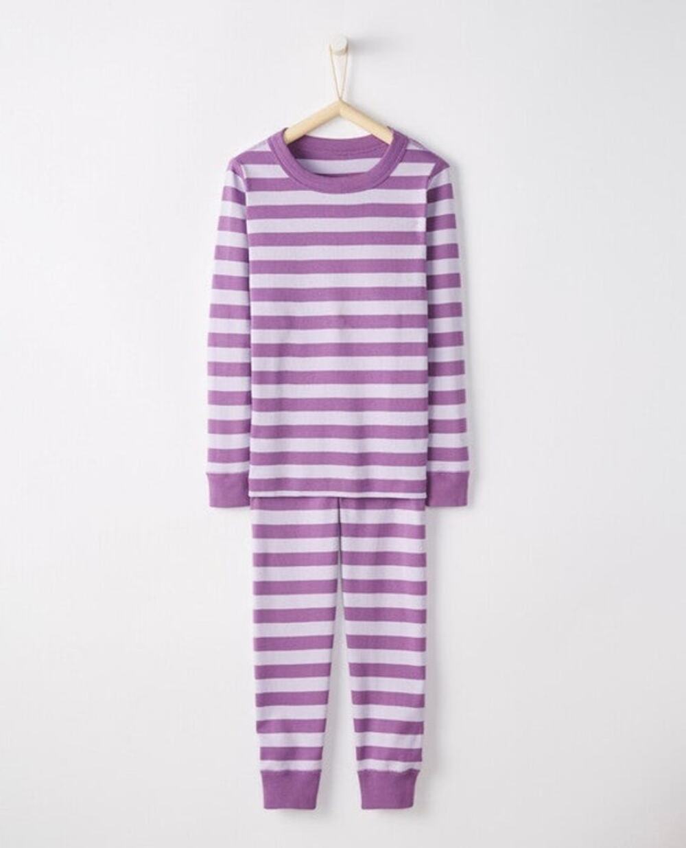 Hanna Andersson Organic Cotton purple stripe Long John Pajamas 70cm 6-12 months